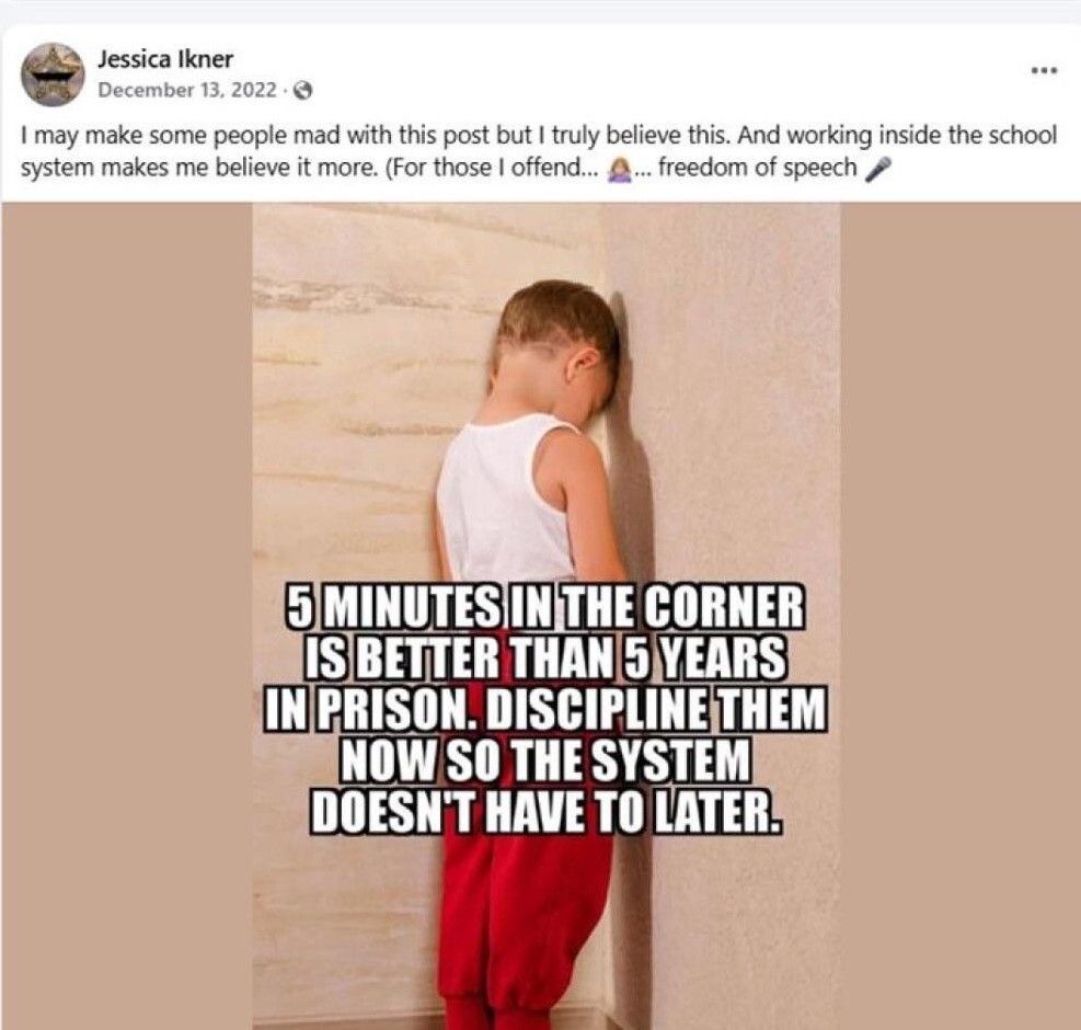 5 minutes in the corner is better than 5 years in jail - Jessica Ikner